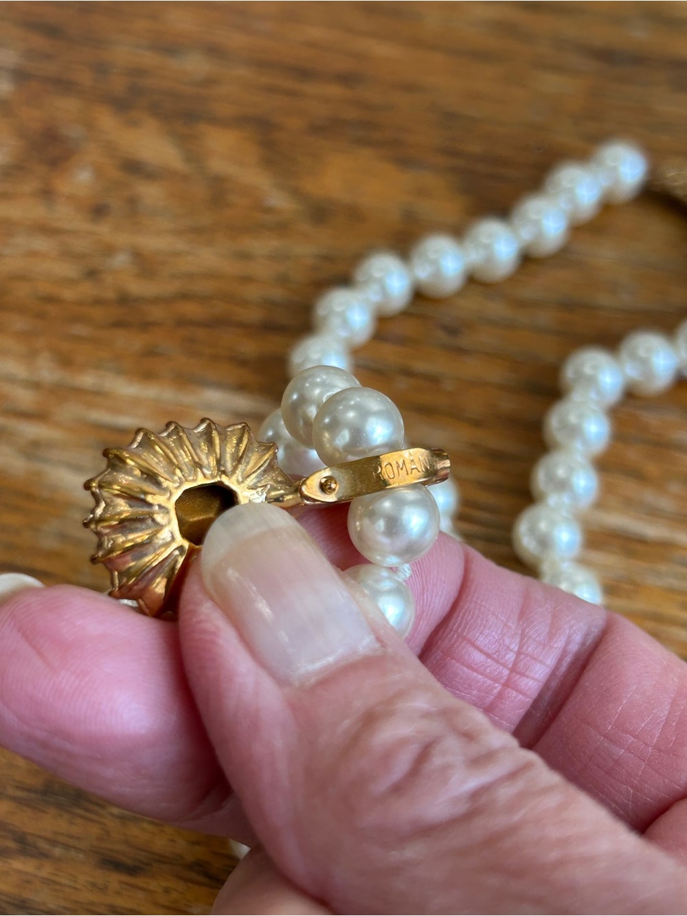 Classic White Pearl Necklace with Purple Crystal Halo Pendant - Picture 6 of 6